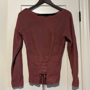 Knit sweater with corset detail